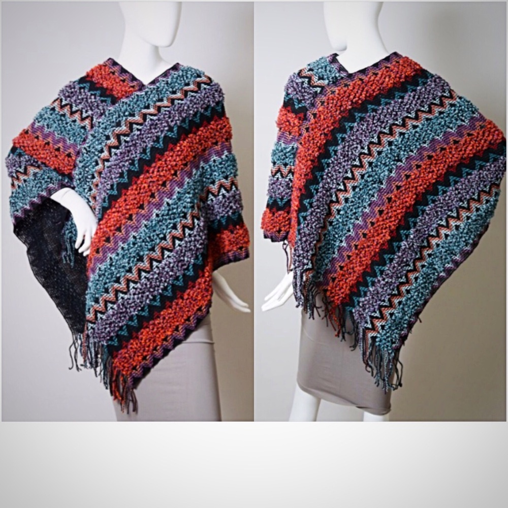 Soft Knit Bohemian Sweater Poncho O/S - Picture 4 of 6